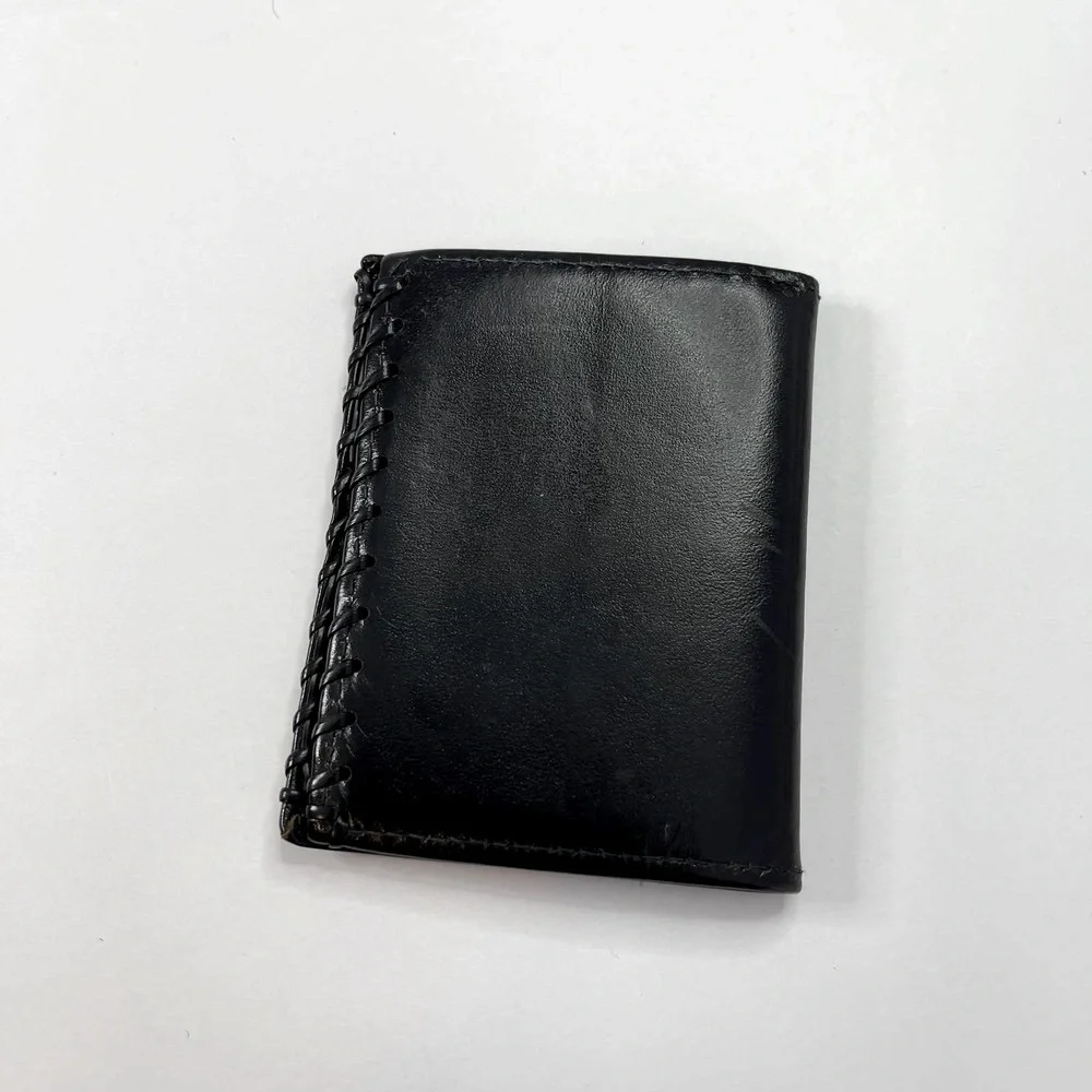 Vintage whipstitched leather wallet